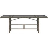  Vrtni stol sa staklenom pločom sivi 190x80x74 cm od poliratana | Eponuda.com