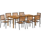 vidaXL set za obedovanje u vrtu od 9 dijelova crni poli ratan akacija | shoptok.hr