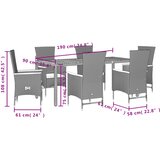  7-dijelni vrtni blagovaonski set s jastucima crni od poliratana Crna Dužina stola 190 cm | shoptok.hr