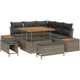  8-dijelni Vrtni Sofa Set s Jastucima Siva Poli Ratan Akacija 3-dijelni Vrtni Set za Jelo s Jastucima Siva Poli Ratan Akacija | shoptok.hr