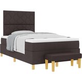 vidaXL Krevet s uzdužnom oprugom s madracem i klupicom tamno smeđi 120x200 cm tkanina | shoptok.hr
