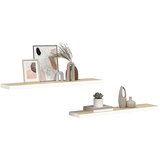  Plutajuće zidne police 2 kom hrast i bijele 120x23,5x3,8 cm MDF | shoptok.hr