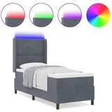Box Spring Krevet s Madracem &amp LED Tamno Siva 80x200 cm Baršun | shoptok.hr
