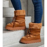  Brown insulated lace-up snow boots decorated with fur Istiss Cijene