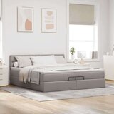 vidaXL Otomanski posteljni okvir z vzmetnico taupe 200x200 cm blago, (21670794) | Shoptok.si