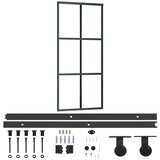 vidaXL Drsna vrata z opremo ESG steklo in aluminij 90x205 cm | Shoptok.si