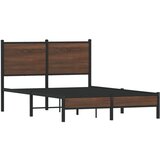  The Living Store Kovinski posteljni okvir z vzglavjem rjavi hrast 120x190 cm - Posteljni Okvir, (21496647) | Shoptok.si