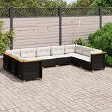 vidaXL 9-dijelni set vrtnih sofa s jastucima crni od poliratana | shoptok.hr