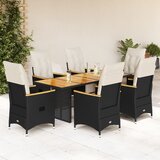  7-dijelni vrtni bistro set od poliratana s jastucima crni | shoptok.hr