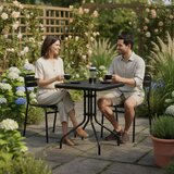 Multi Garden kvadratni vrtni stol 60 cm stol od kaljenog stakla za vrtnu terasu, balkon, crni | shoptok.hr