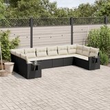  10-dijelni set vrtnih sofa s jastucima crni od poliratana | shoptok.hr