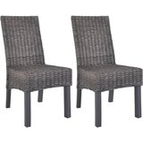 vidaXL Jedilni stoli 2 kosa rjavi Kubu ratan in mangov les | Shoptok.si