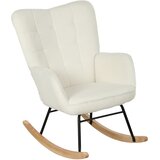 HOMCOM zibajoči stol berber vlakna (100% poliester), bukov les, jeklo, pena 98G x 71Š x 101V cm Bela, (5000242895) | Shoptok.si