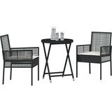  3-dijelni vrtni bistro set s jastučićima crni poli ratan | shoptok.hr