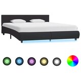  Okvir za krevet od umjetne kože s LED svjetlom crni 160x200 cm | Eponuda.com