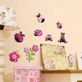Dekorativna nalepka Pink Ladybugs (9 kosov)