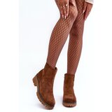 Boto Suede Ankle Boots with Flat Heel and Fleece Lining Brown Neafgi | shoptok.hr