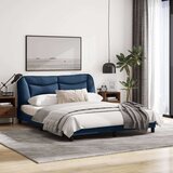  Okvir kreveta s LED svjetlima plavi 160 x 200 cm od tkanine | shoptok.hr
