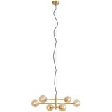 QAZQA Art Deco hanglamp messing met amber glas 6-lichts - Ryan Cene