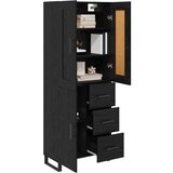 vidaXL Visok predalnik s predalom 2 pcs Črna Orehovina Konstruiran les | Shoptok.si
