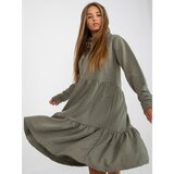 Fashion Hunters Khaki flared sweatshirt dress with a FRESH MADE frill | Shoptok.si