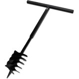 Crna čelična burgija za zemlju sa svrdlom i ručkom 180 mm tri spirale | shoptok.hr