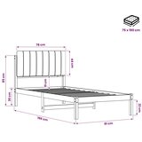  Krevetni okvir s tapiciranim uzglavljem Bijelo isprana i taupe - Bijelo isprana i taupe 75 x 190 cm | shoptok.hr
