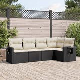 Maison Chic Seti vrtnega pohištva - Vrtna garnitura - Vrtni pohištvo set 5-delna z blazinami črn poli ratan, (21820205) | Shoptok.si