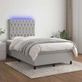  Box spring postelja z vzmetnico LED sv. siva 120x200 cm blago, (20789645) Cene