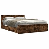 Furnova Posteljni okvir z vzglavjem dimljen hrast 135x190 cm inž. les, (21935694) | Shoptok.si
