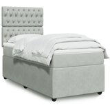vidaXL Box spring postelja z vzmetnico svetlo siva 80x200 cm žamet | Shoptok.si