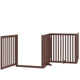 vidaXL Ograda za pse z vrati zložljiva 4 paneli rjava 320cm topolovina | Shoptok.si