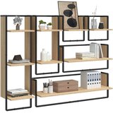  6-dijelni set zidnih polica boja hrasta od konstruiranog drva | shoptok.hr