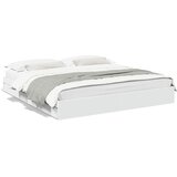 vidaXL Posteljni okvir s predali bel 180x200 cm inženirski les | Shoptok.si