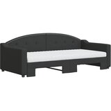  Dnevni krevet na razvlačenje crni 90 x 190 cm od tkanine | shoptok.hr