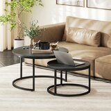 Moderni set od 2 stolića za kavu složivi bočni stolići s metalnim okvirom za dnevni boravak spavaću sobu ured crni | shoptok.hr