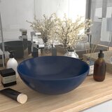 vidaXL Kopalniški umivalnik keramičen temno moder okrogel | Shoptok.si