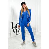 Kesi Set 3in1 sweatshirt with snap studs + top + trousers cornflower blue Cijene