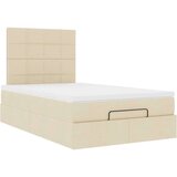 vidaXL Otomanski posteljni okvir z vzmetnico krem 120x200 cm blago | Shoptok.si