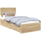 Krevetna konstrukcija s ladicama Sonoma hrast 100 x 200 cm Smeđa 203 x 103 x 90 cm | shoptok.hr