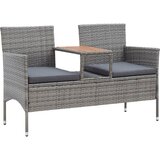  Vrtna klop za 2 osebi s čajno mizico 143 cm poli ratan siva | Shoptok.si