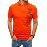 DStreet Koszulka męska polo z haftem koralowo-czerwony | shoptok.hr