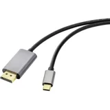 Renkforce DisplayPort priključni kabel 1.00 m RF-4600984 DisplayPort 1.4 crna [1x muški konektor USB-C™ - 1x muški konektor displayport]