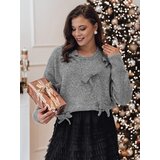 DStreet Sweter damski one size BOWTONE z kokardkami jasnoszary | Shoptok.si