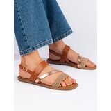 Sergio Leone Brown and gold women's sandals Cijene