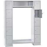 Wolf Garderobni sistem s predelki za zaklepanje, 10 predelkov ob straneh, 10 obešalnikov za obleke, skupna širina 1470 mm, širina predelka 298 mm, sve | Shoptok.si