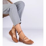 Gemre Brown eco-leather ballet flats with buckles Vitoldora | Shoptok.si