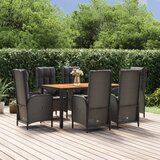  7-dijelni vrtni blagovaonski set s jastucima crni od poliratana Crna Dužina stola 150 cm | Shoptok.si