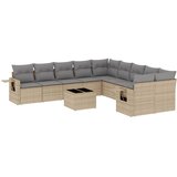 Maison Chic Seti vrtnega pohištva - Vrtna garnitura - Vrtni pohištvo set 11-delna z blazinami bež poli ratan, (21817458) | Shoptok.si