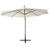 Viseći Suncobran 350 cm s Drvenom Šipkom Bijeli | Eponuda.com